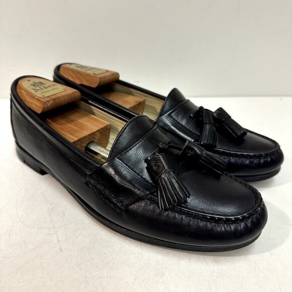 EUC Rancourt & Co x Cole Haan Tassel Loafer Moc Black Calf Made in Maine USA 9.5 - Picture 1 of 11